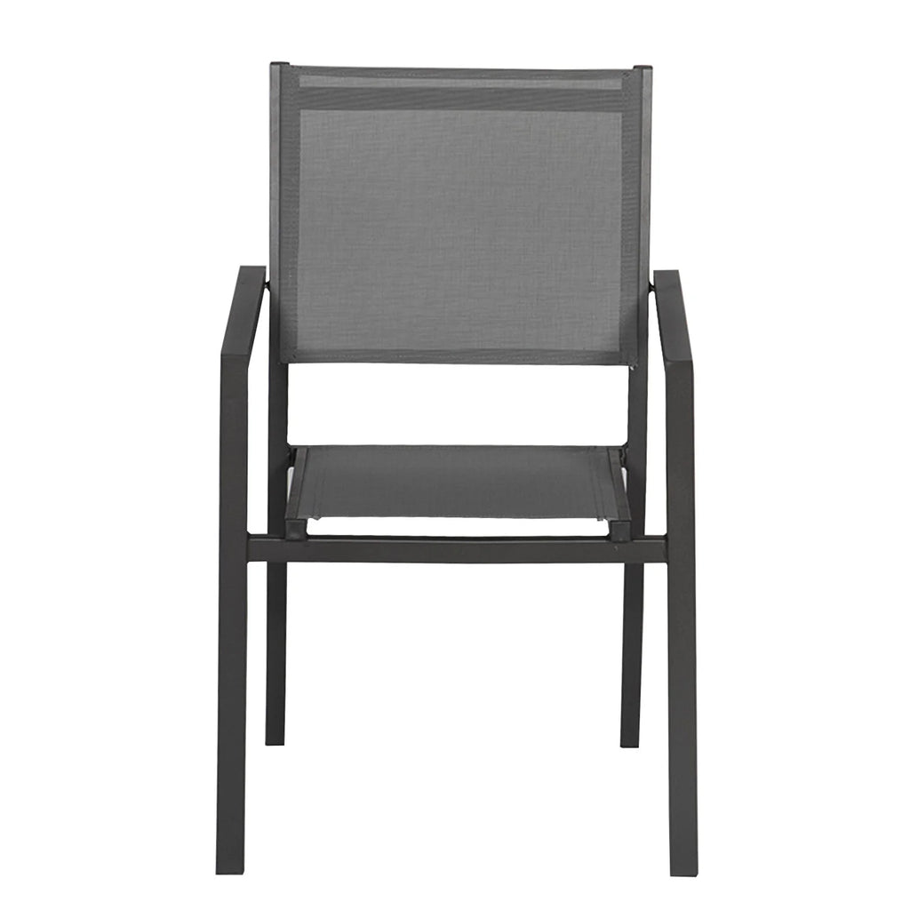 2026 Lot de 8 chaises en aluminium anthracite - textilène gris Happy Garden