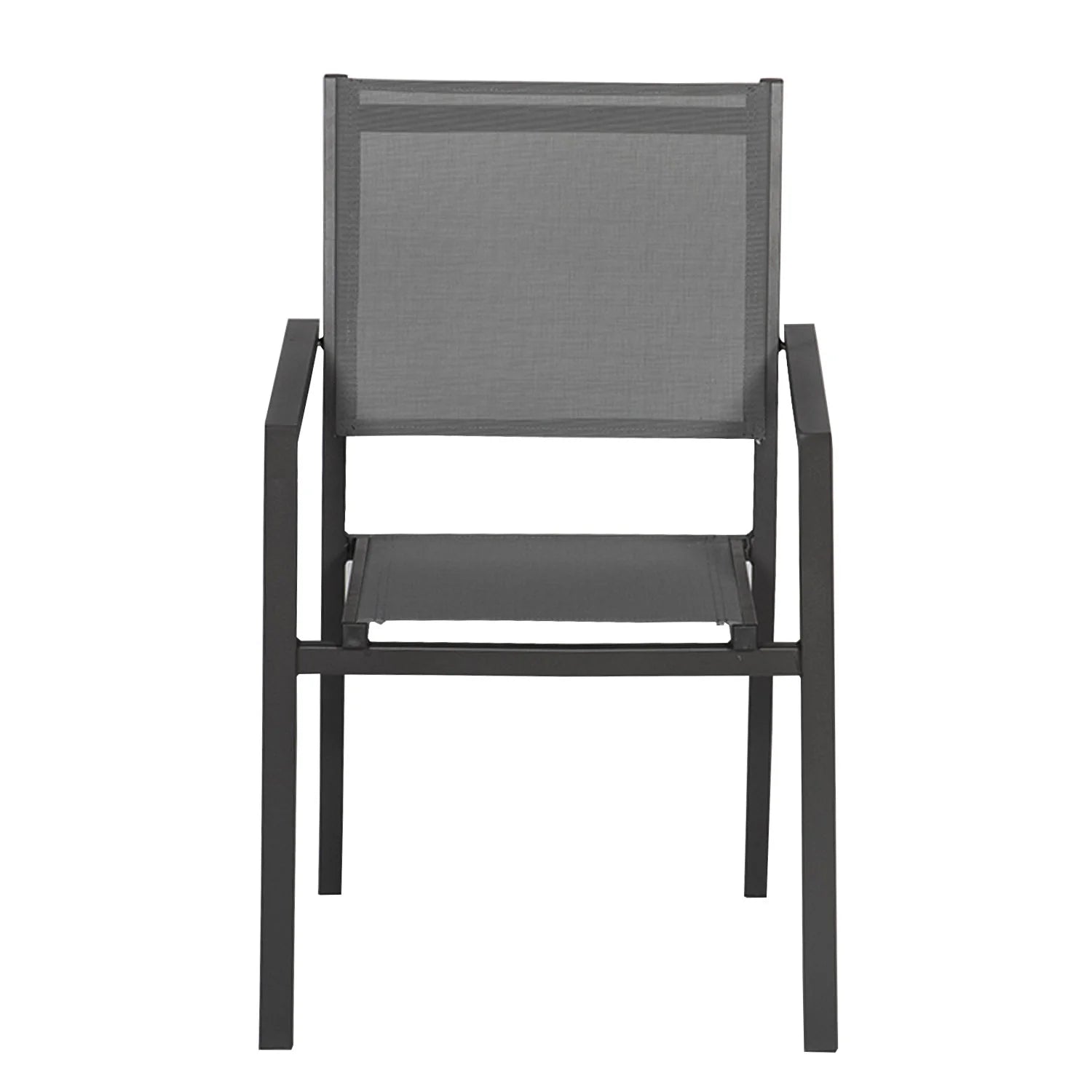 2026 Lot de 8 chaises en aluminium anthracite - textilène gris Happy Garden