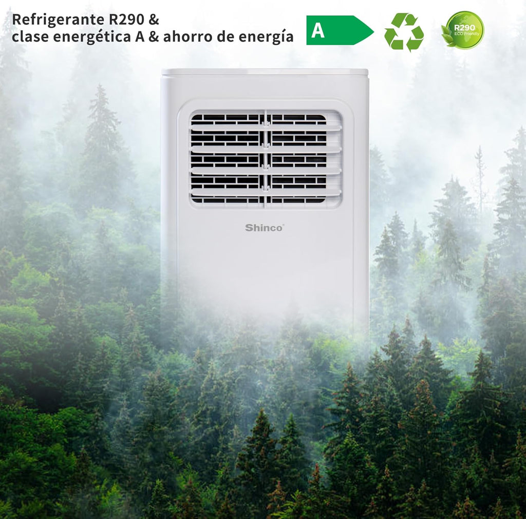 2026 SHINCO Climatiseur mobile, 7000 BTU 2,05kW, Refroidir&Ventilation&Déshumidification, taille de la pièce jusqu'à 54m³(18㎡), Climatiseur mobile avec tuyau d'évacuation et tuyau de vidange, mode sommeil