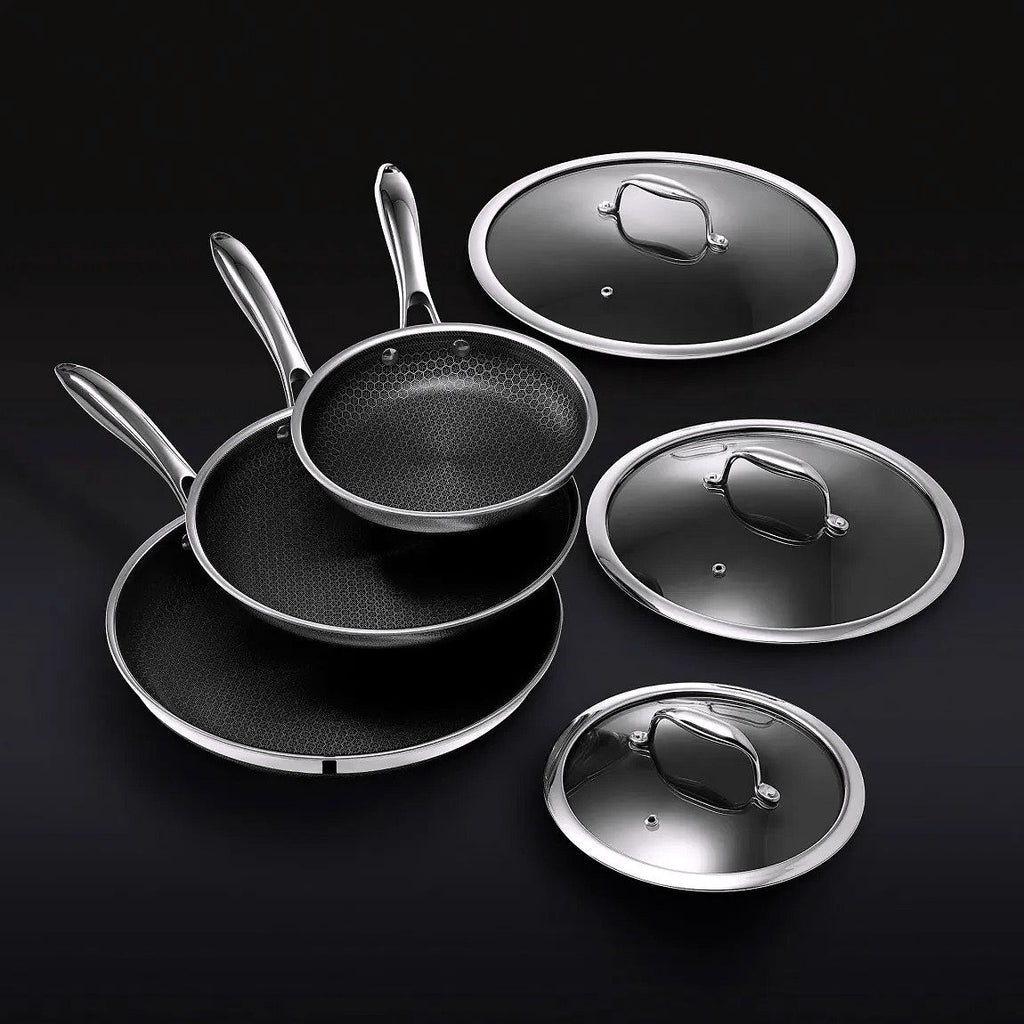 2026 Set de casseroles en acier inoxydable 6 pièces avec couvercles en verre – Noir