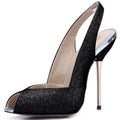 Women's Peep Toe Shallow Stiletto Wedding Evening Fish Mouth Heels - LAKD London
