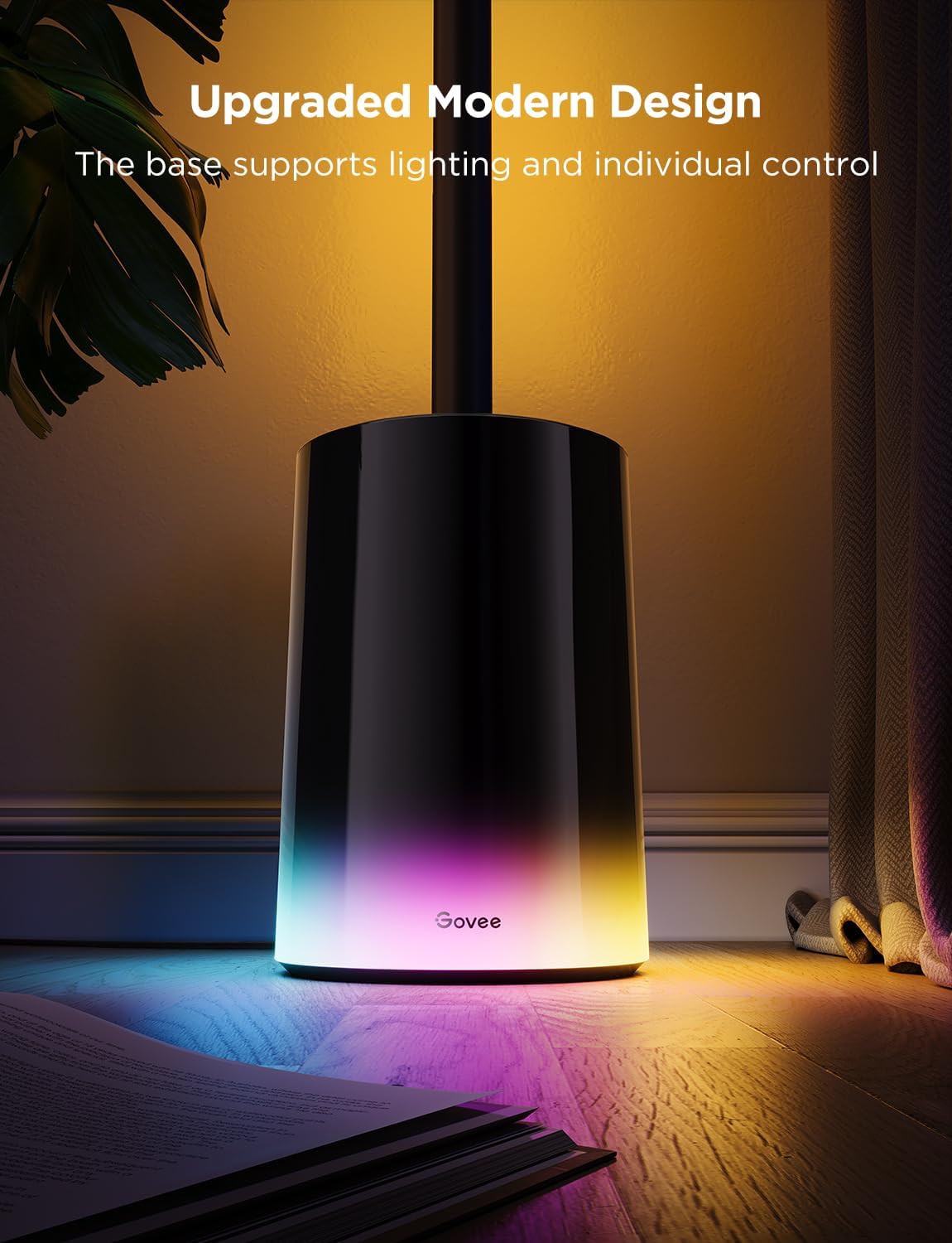 2026 2025 Lampadaire Govee 2 avec Matter, LED RGBIC, Blanc Chaud et Froid, Compatible Alexa, 1725 lm, Synchronisation Musique, Modes Scènes, Lampadaire Intelligent pour Salon et Chambre, Noir (1 Pièce)
