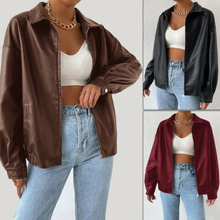 Manteau en cuir PU hiver facile à porter chic chaud pour femme