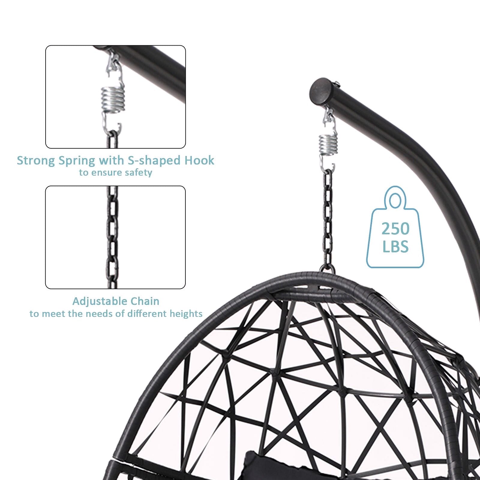 2026 Haverchair Fauteuil suspendu en œuf avec support pour extérieur et terrasse