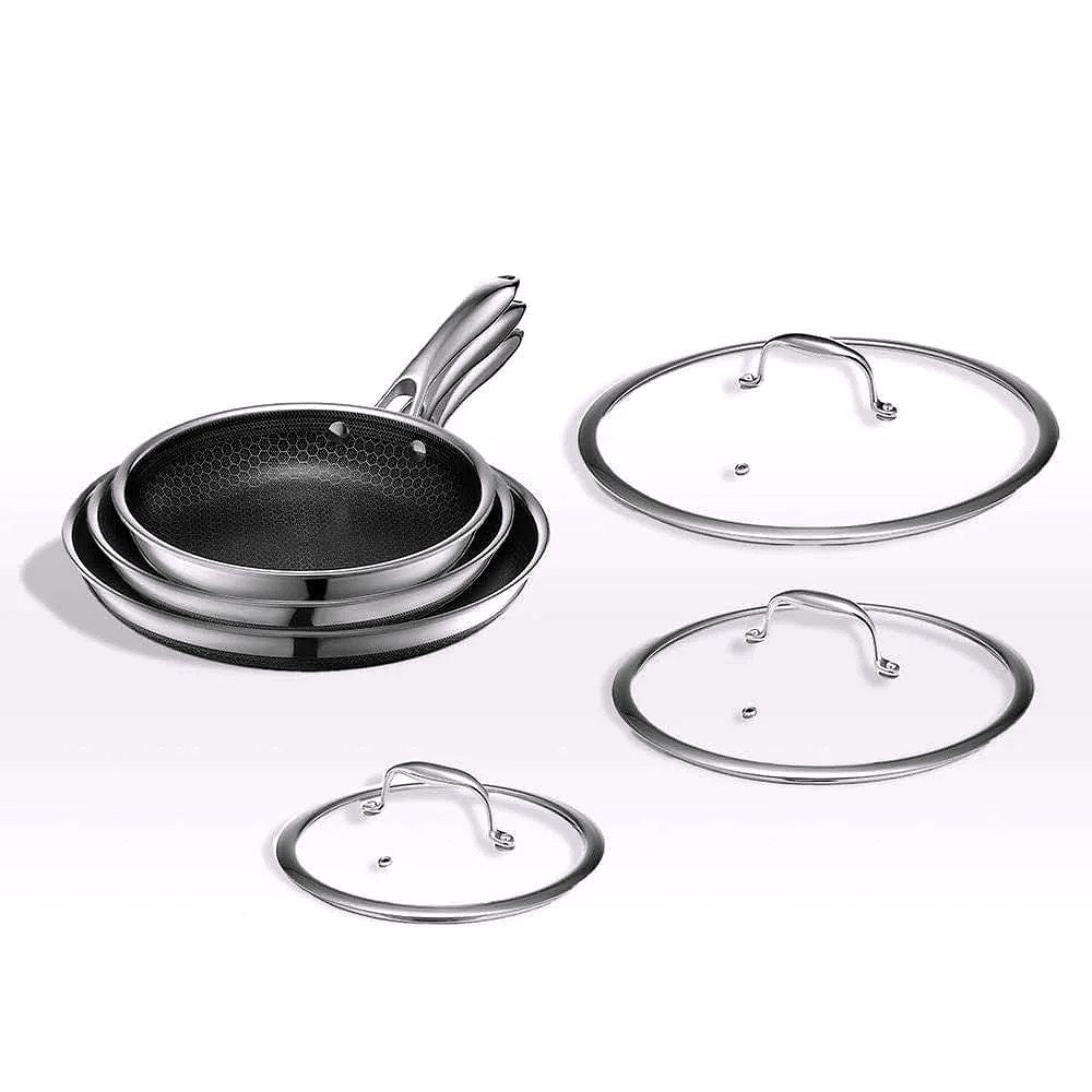 2026 Set de casseroles en acier inoxydable 6 pièces avec couvercles en verre – Noir