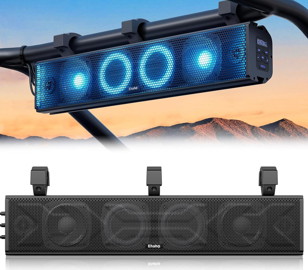 2026 25-Zoll-UTV-Soundbar, ATV-SoundBar Bluetooth mit RGB-Beleuchtung, verstärkte Soundbar, wasserdichte Golfwagen-Soundbar, UTV-Lautsprecher kompatibel mit Polaris RZR Can-Am