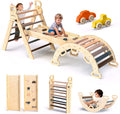 2026 Ensemble Triangle de Pikler 7-en-1 – Aire d’Escalade Montessori Pliable en Bois pour Enfants, avec Arche, Rampe & Échelle – Arc-en-ciel