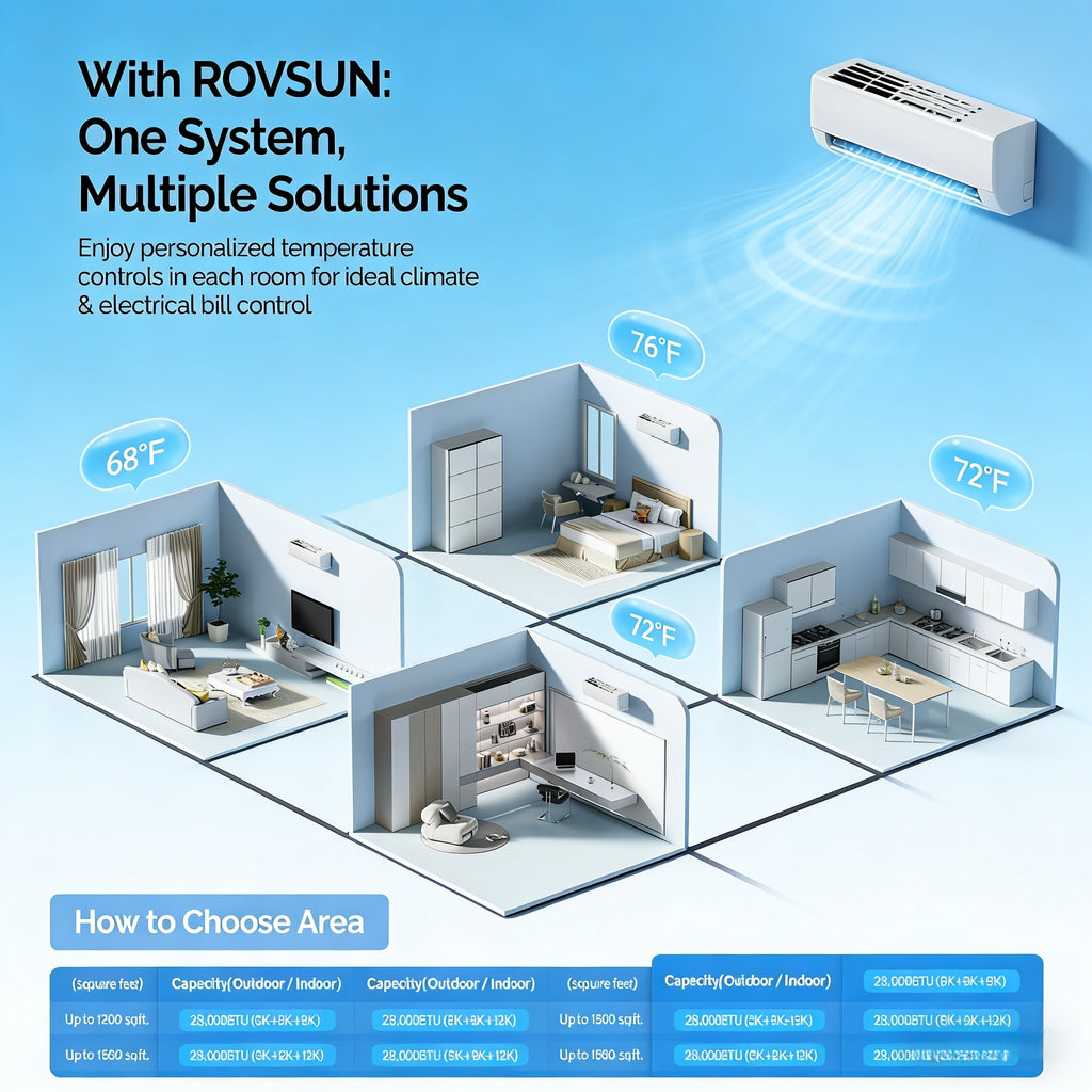 2026 3 Zone 9,000 + 9,000 + 12,000 / 28,000 BTU Wifi Mini Split Air Conditioner Ductless 20 SEER2 230V with Heat Pump & 25Ft Install Kit