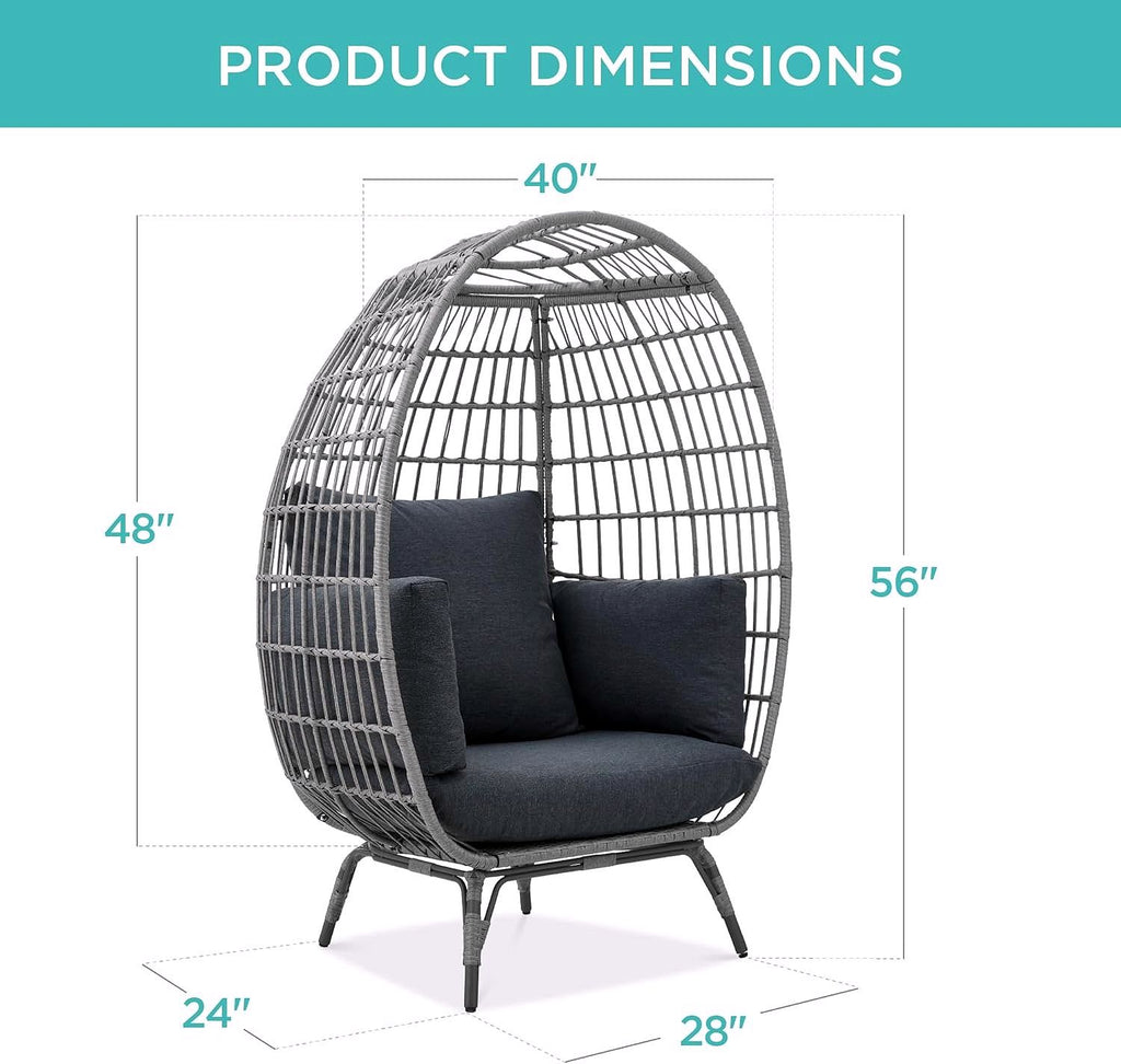 2026 Chaise à œuf en rotin Best Choice Products – Chaise longue surdimensionnée pour l'intérieur et l'extérieur, idéale pour la terrasse, le jardin et le salon