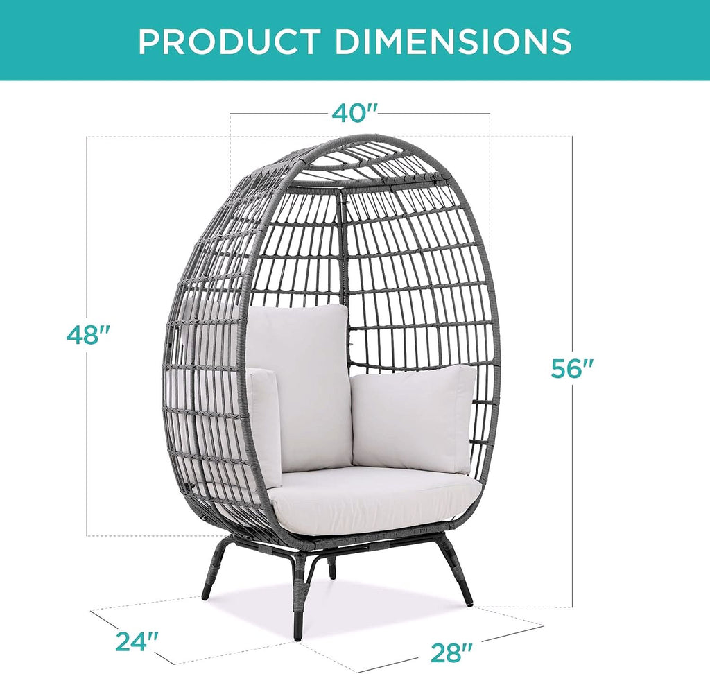 2026 Chaise à œuf en rotin Best Choice Products – Chaise longue surdimensionnée pour l'intérieur et l'extérieur, idéale pour la terrasse, le jardin et le salon