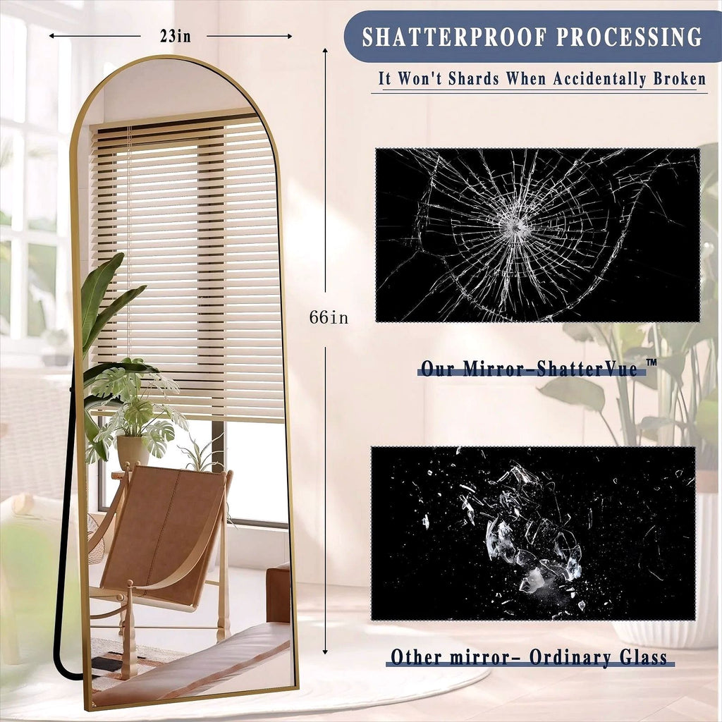 2026 Miroir sur pied au design arc métallique – Miroir de corps entier à monter au sol ou au mur