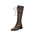 Womens Vintage Print Boots With Pointed Toes And Thick Heels - LAKD London