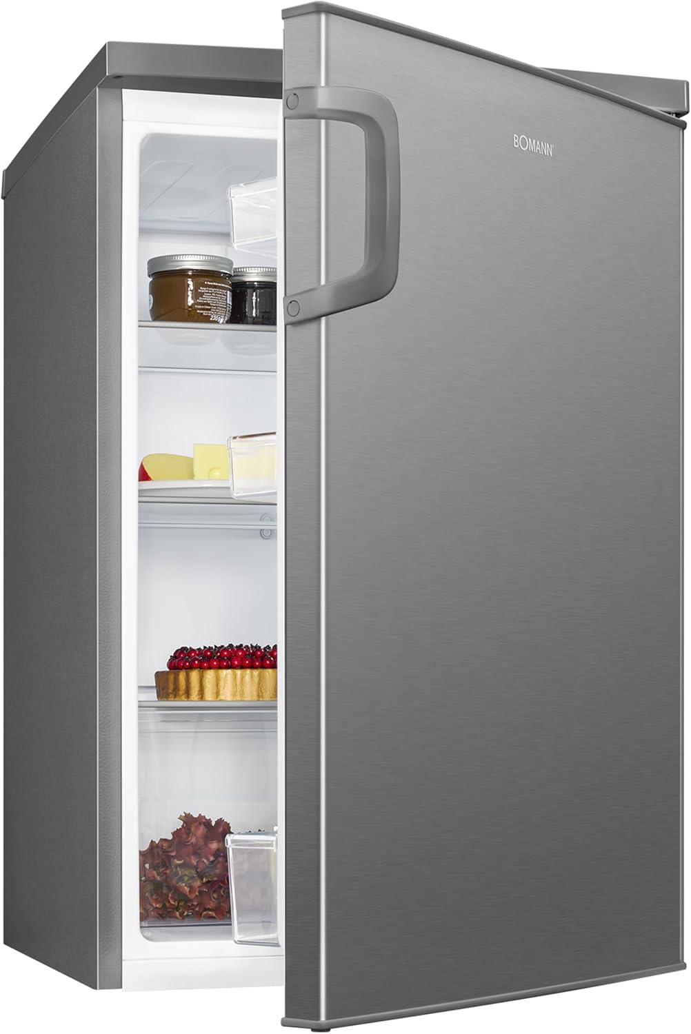 2026 Réfrigérateur 133L inox VS2195-1-inox, Capacité nette : 133 litres, Éclairage intérieur à DEL, Contrôle de la température en continu, 3 clayettes en verre
