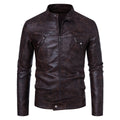 Men's Premium Casual Leather Jacket Stand Collar Coat - LAKD London
