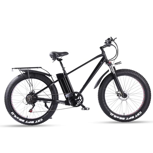 2026 ride66 Vélo électrique VTT pour Homme Adulte, 26 Pouces 21Ah Batterie au Lithium Shimano 7 Vitesses, Vélo Homme Fat Bike Noir XL