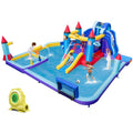 2026 Château Gonflable à Toboggans Aquatiques Thème de La Fusée pour Enfants Piscine Zone de Saut Pistolet à Eau Escalade Souffleur de 850 W Multicolore