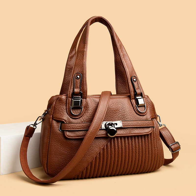 Sac bandoulière tendance grande capacité coutures carré PU pour femme