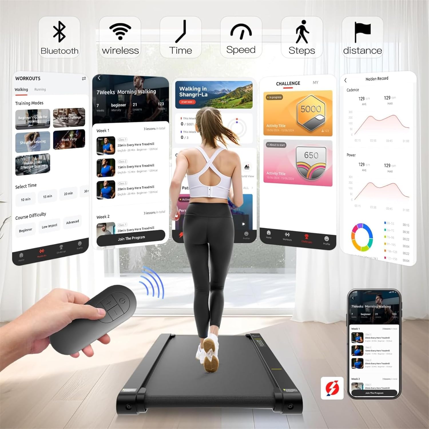 2026 2025 Sperax Tapis de Marche Vibrant avec Application, Tapis de Course 3 en 1 Sous Bureau, 2,5HP Faible Bruit, Tapis de Marche avec Télécommande, Tapis de Course Portable pour Bureau à Domicile