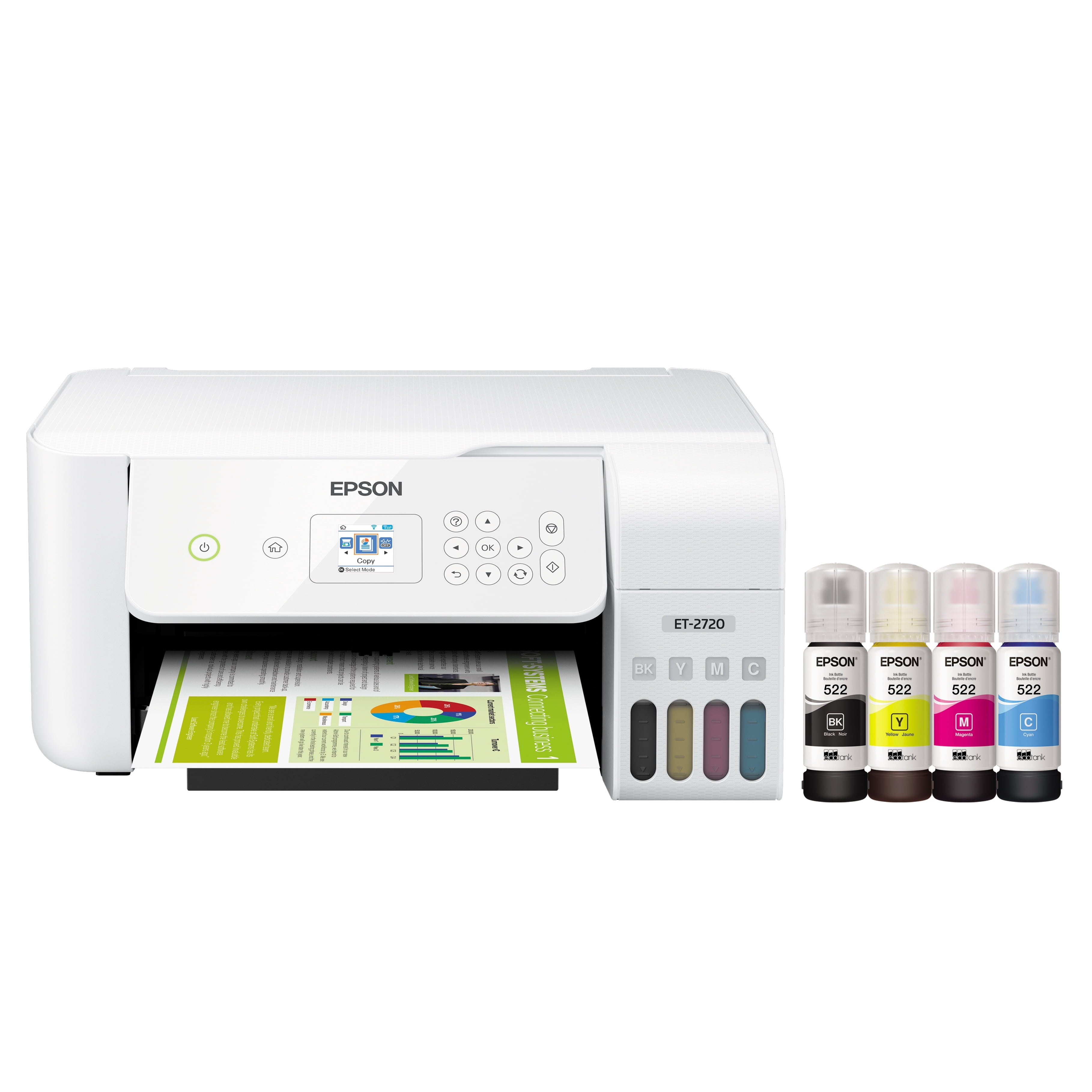 2026 Epson EcoTank ET-2720 imprimante Supertank couleur tout-en-un sans fil tout-blanc