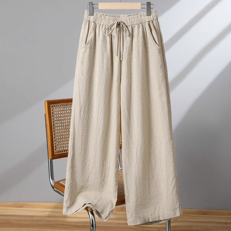 Pantalon léger à cordon droit décontracté confort pour femme