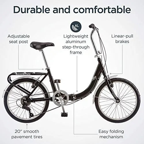 2026 Schwinn Loop Faltrad für Erwachsene für Männer und Frauen, 20-Zoll-Räder, 7-Gang-Antrieb