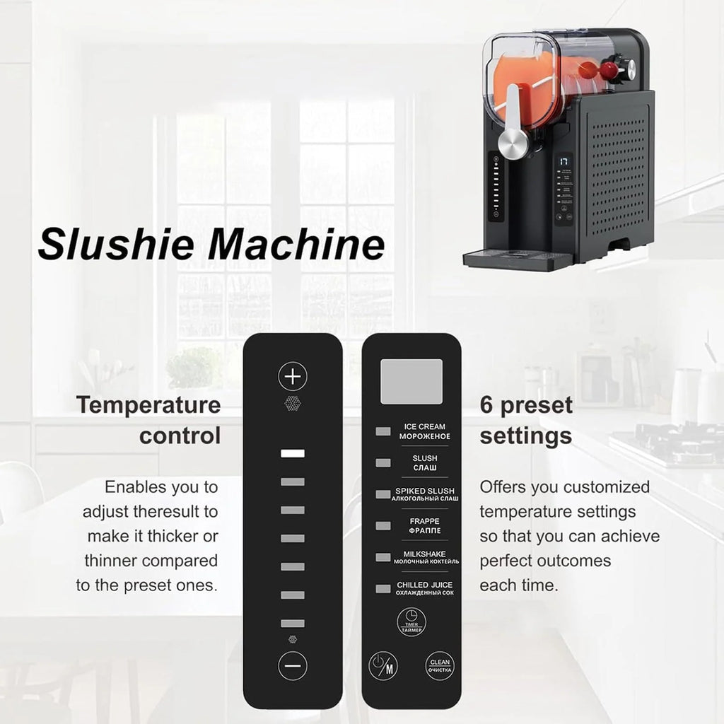 2026 2025 Machine à Boissons Slush Automatique, 1600 ml, Machine à Glace Soft, Pas de Glace Nécessaire, Écran LED, 6 Programmes Préréglés, Pour Maison, Restaurant, Bureau, Snack Bar, Magasin de Boissons Fraîches