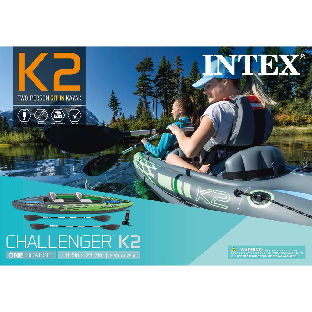 2026 2025 Kayak gonflable Intex Challenger K2 avec rames et pompe manuelle
