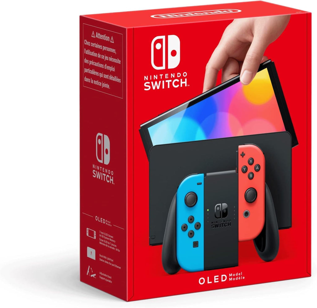2026 2025 Nintendo Console Nintendo Switch (Modèle OLED) avec Manettes Joy-Con Bleu Néon/Rouge Néon