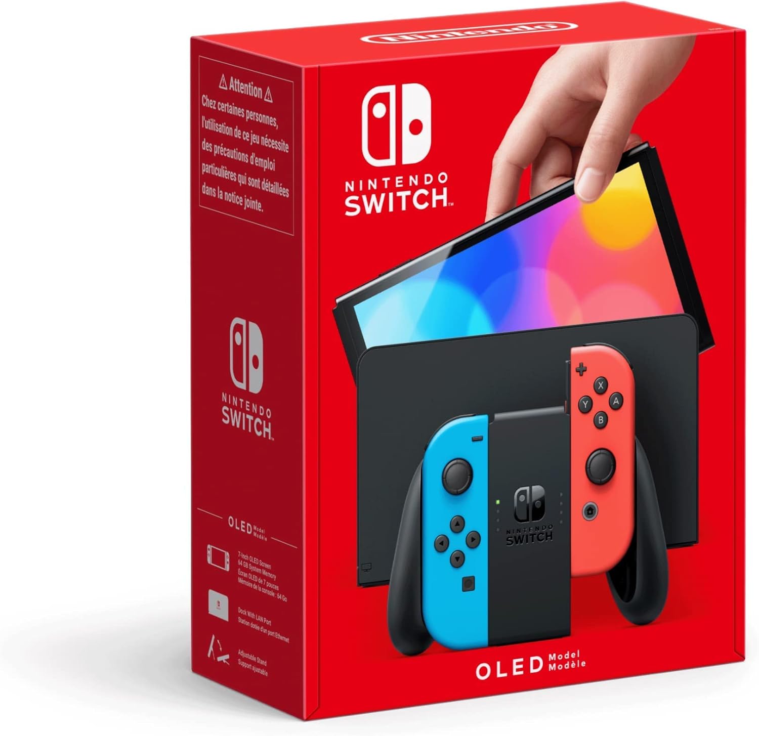 2026 2025 Nintendo Console Nintendo Switch (Modèle OLED) avec Manettes Joy-Con Bleu Néon/Rouge Néon
