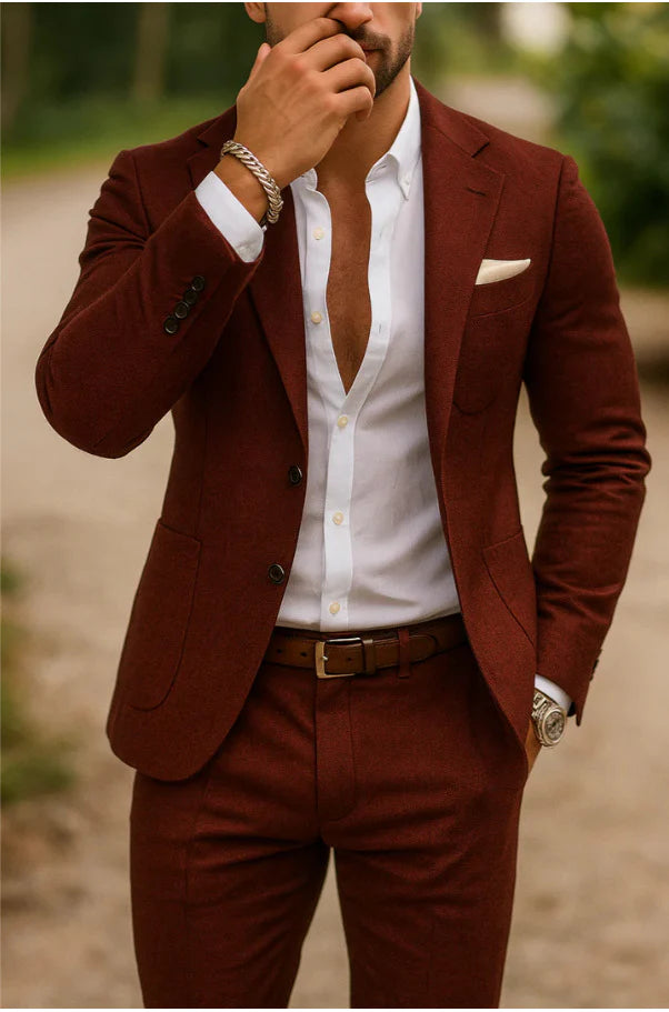 2026 Men's Casual Slim Fit Two Piece Blazer Trouser Business Suit