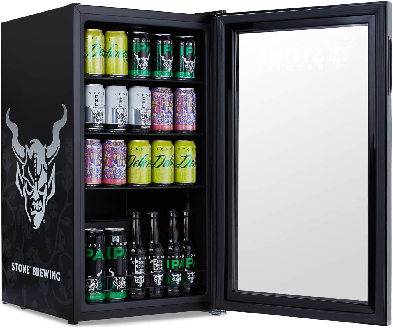 2026 Getränkekühlschrank | Freistehender Kühlschrank für 126 Dosen mit Glastür mit Scharnier rechts | Mini-Getränkekühlschrank, perfekt für Bier, Wein, Limonade und kühlere Getränke