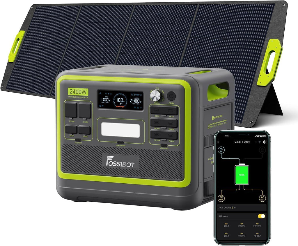 2026 F2400 Station électrique portable CA 2400W (4800W Pic),Station Silencieux Solaire 2048Wh LiFePO4,Groupe Générateur Électrique Onduleur Alimentation de Secours à Domicile Camping