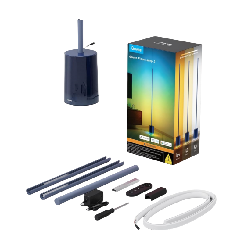 2026 2025 Lampadaire Govee 2 avec Matter, LED RGBIC, Blanc Chaud et Froid, Compatible Alexa, 1725 lm, Synchronisation Musique, Modes Scènes, Lampadaire Intelligent pour Salon et Chambre, Noir (1 Pièce)