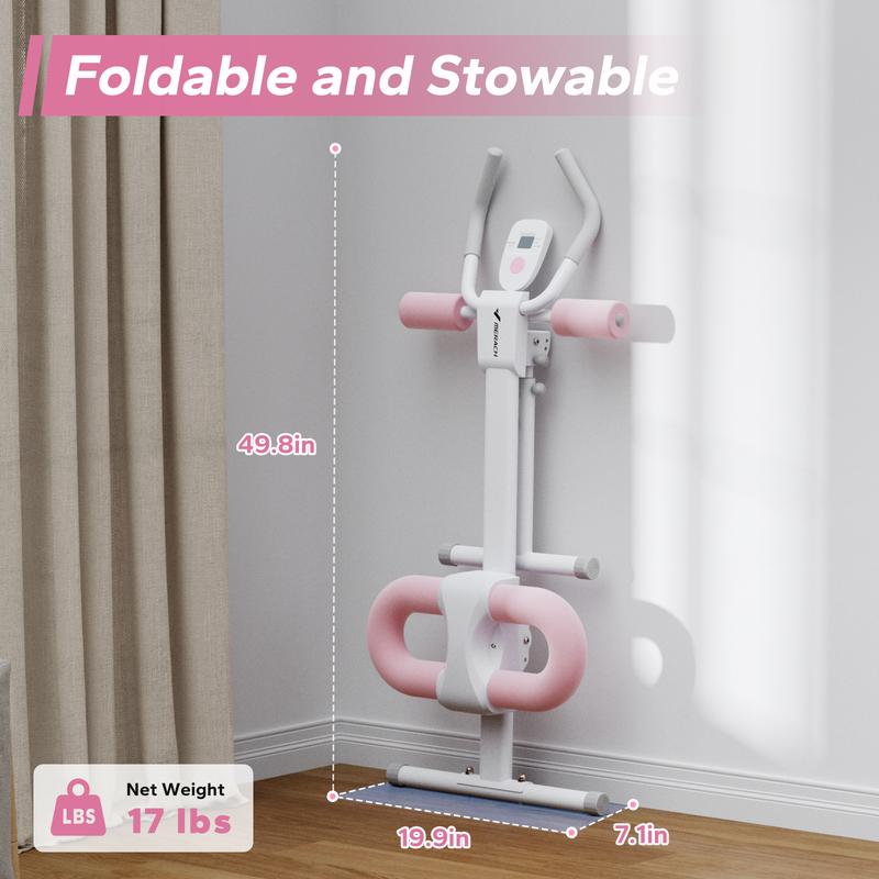 2026 MERACH Adjustable Ab Trainer Machine LCD Monitor Foldable Abdominal Exercise Equipment Core Trainer Workout for Body Buttocks Shaper Fitness Equipment