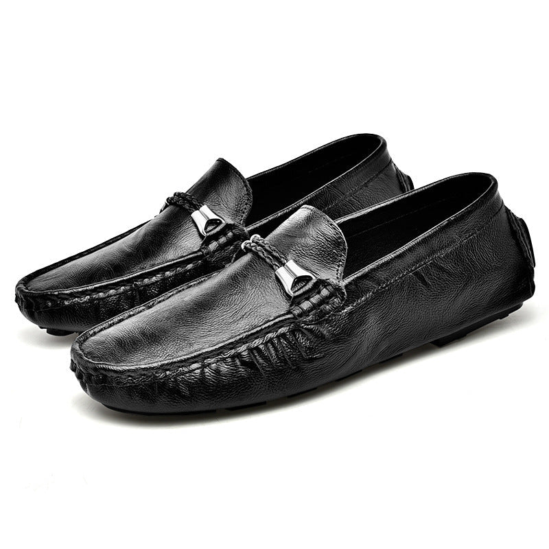 Mocassins grande taille cuir de vachette facile à porter style britannique décontracté pour homme
