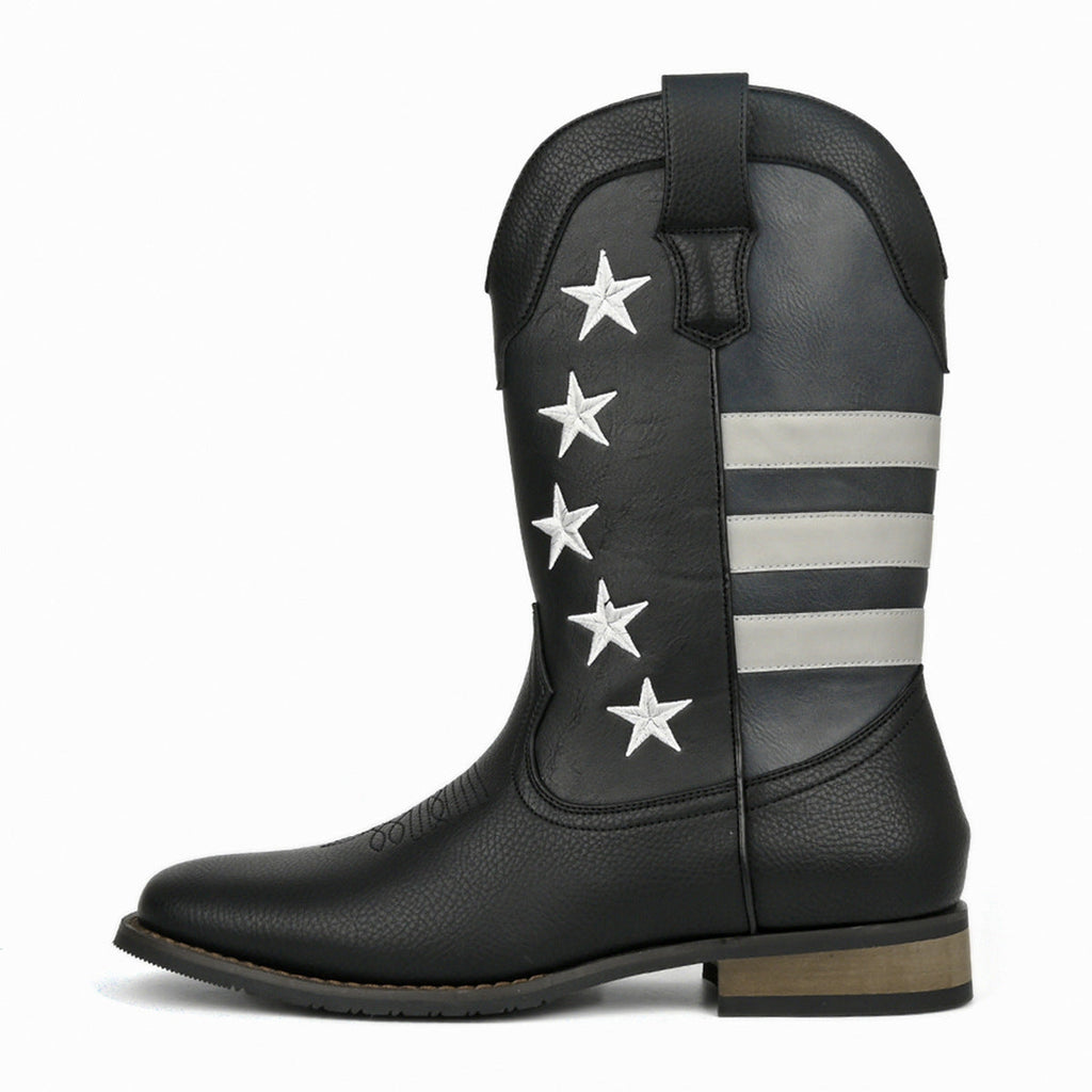 Men's Western Cowboy Boot - Thick Sole Square Heel Leather Shoes - LAKD London