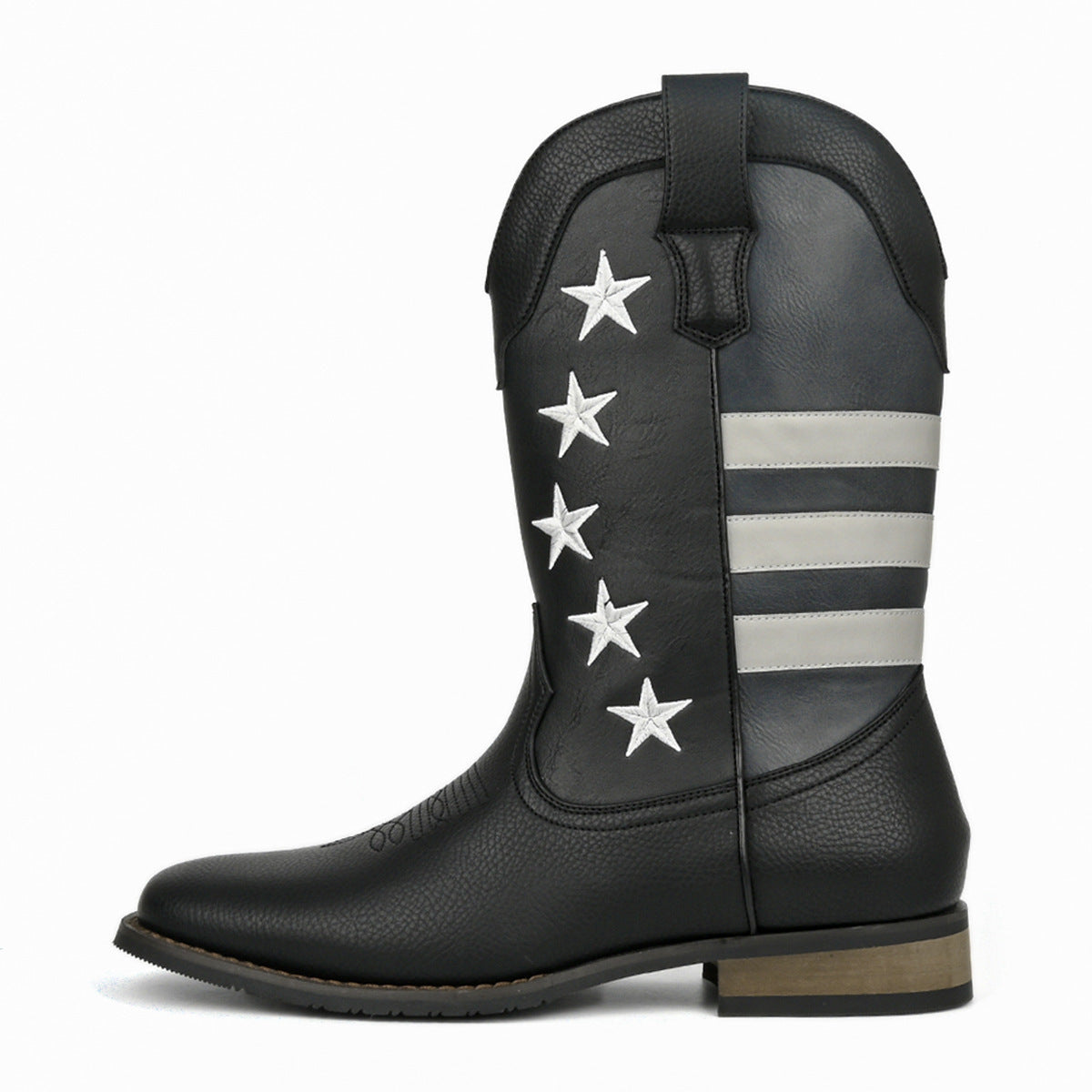 Men's Western Cowboy Boot - Thick Sole Square Heel Leather Shoes - LAKD London