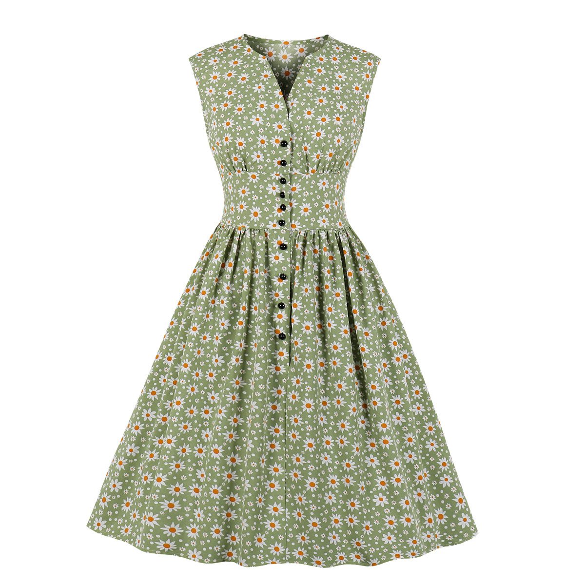 Robe long sans manches rétro fleuri maxi élégant été pour femme