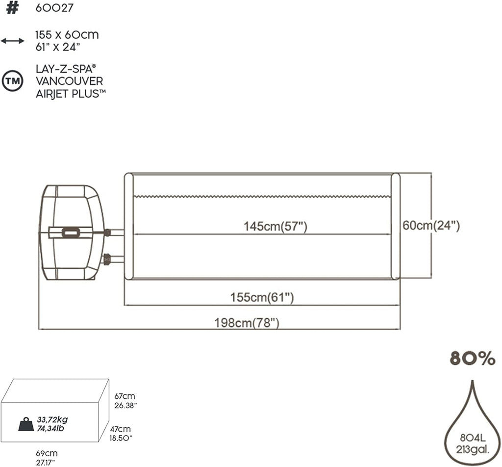 2026 Spa gonflable rond BESTWAY Lay-Z-Spa® Miami Airjet™ 2 - 4 personnes