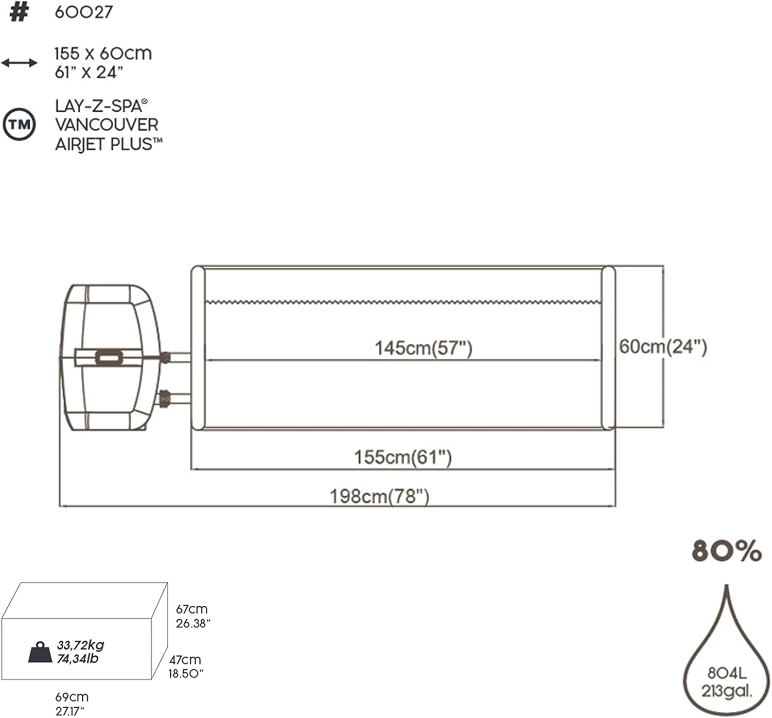2026 Spa gonflable rond BESTWAY Lay-Z-Spa® Miami Airjet™ 2 - 4 personnes