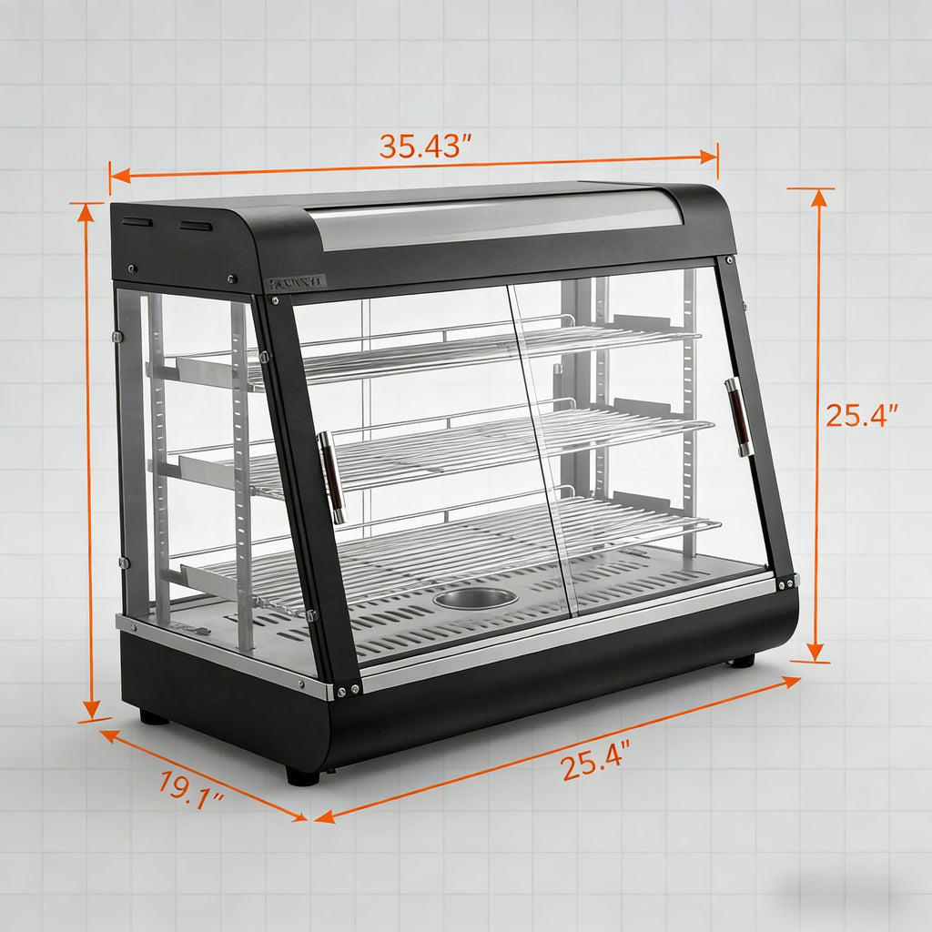 2026 3-Tier 35" 1500W 110V Hot Food Warmer Display Case Countertop