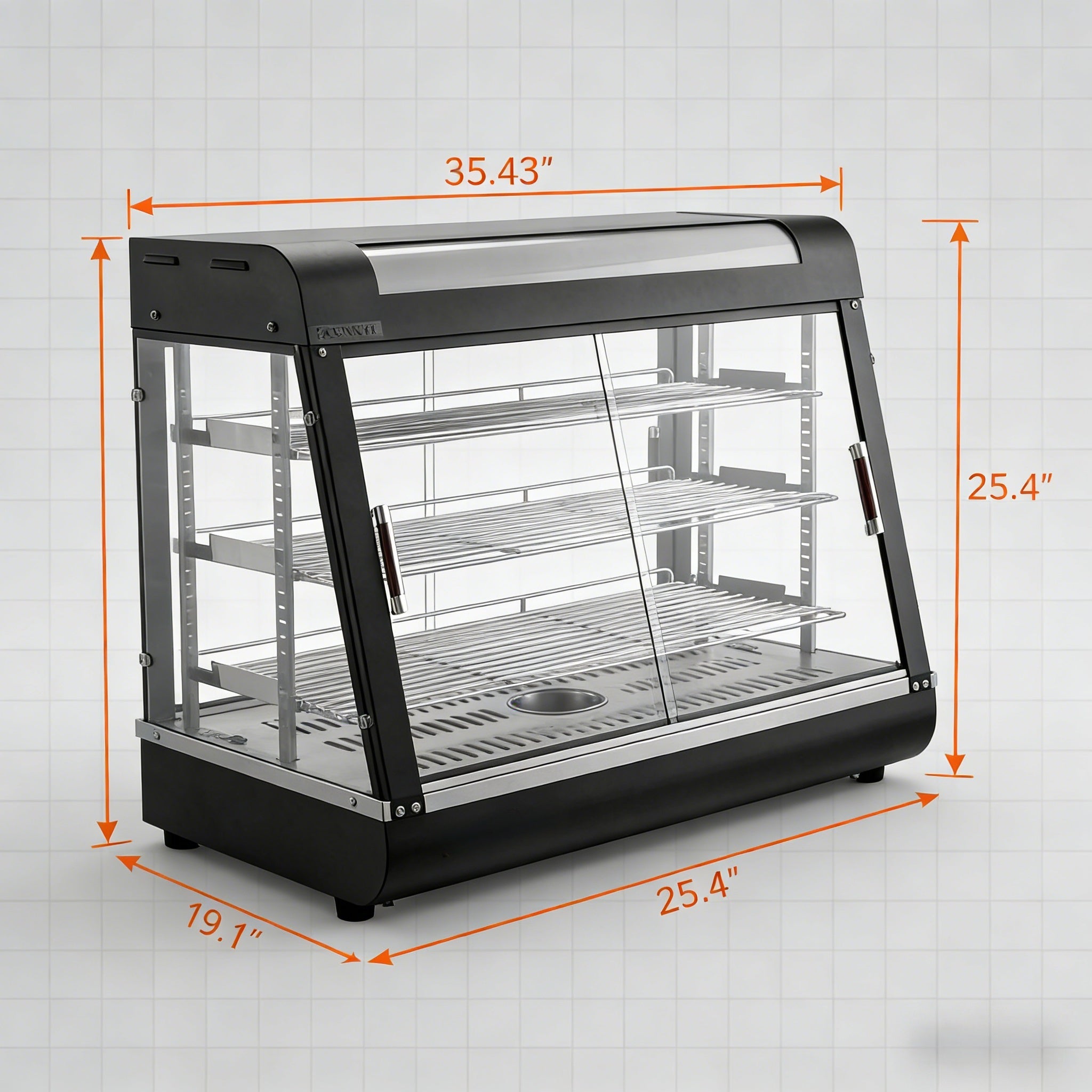 2026 3-Tier 35" 1500W 110V Hot Food Warmer Display Case Countertop