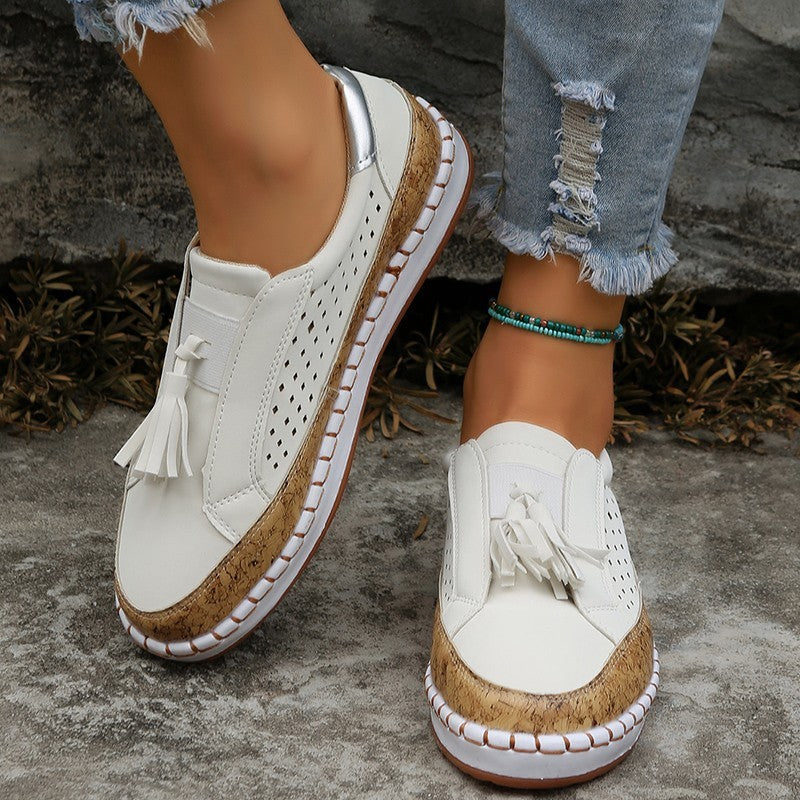 Mocassins décontracté pompon confortable sans lacets pour femme