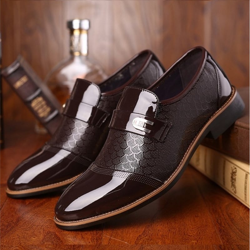 Chaussures habillées cuir verni à boucle habillé chic professionnel chaussures pour homme