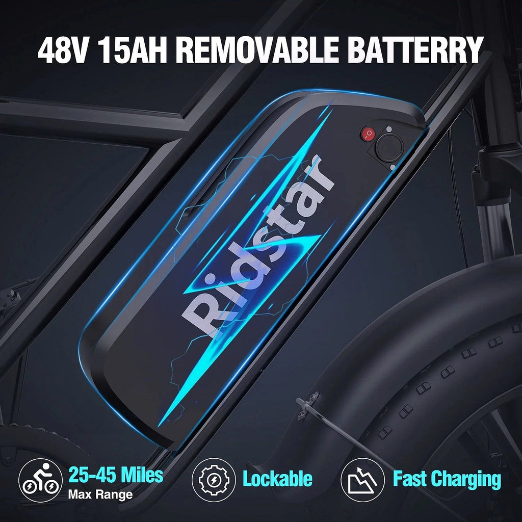 2026 Vélo Électrique pour Adultes, 750W, Autonomie de 30 à 70 Miles, Batterie Amovible 48V 15Ah, Fat Bike 20" x 4.0, 2 Places avec Fourche Suspendue, Certifié UL2849