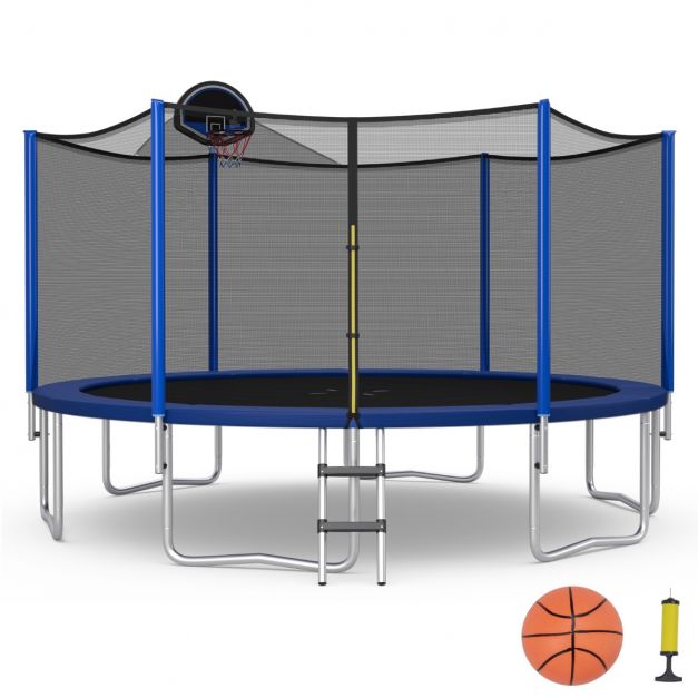2026 Trampoline d'Extérieur Ø366 cm Trampoline avec Panier de Basket Filet de Protection Trampoline pour Enfants et Adultes