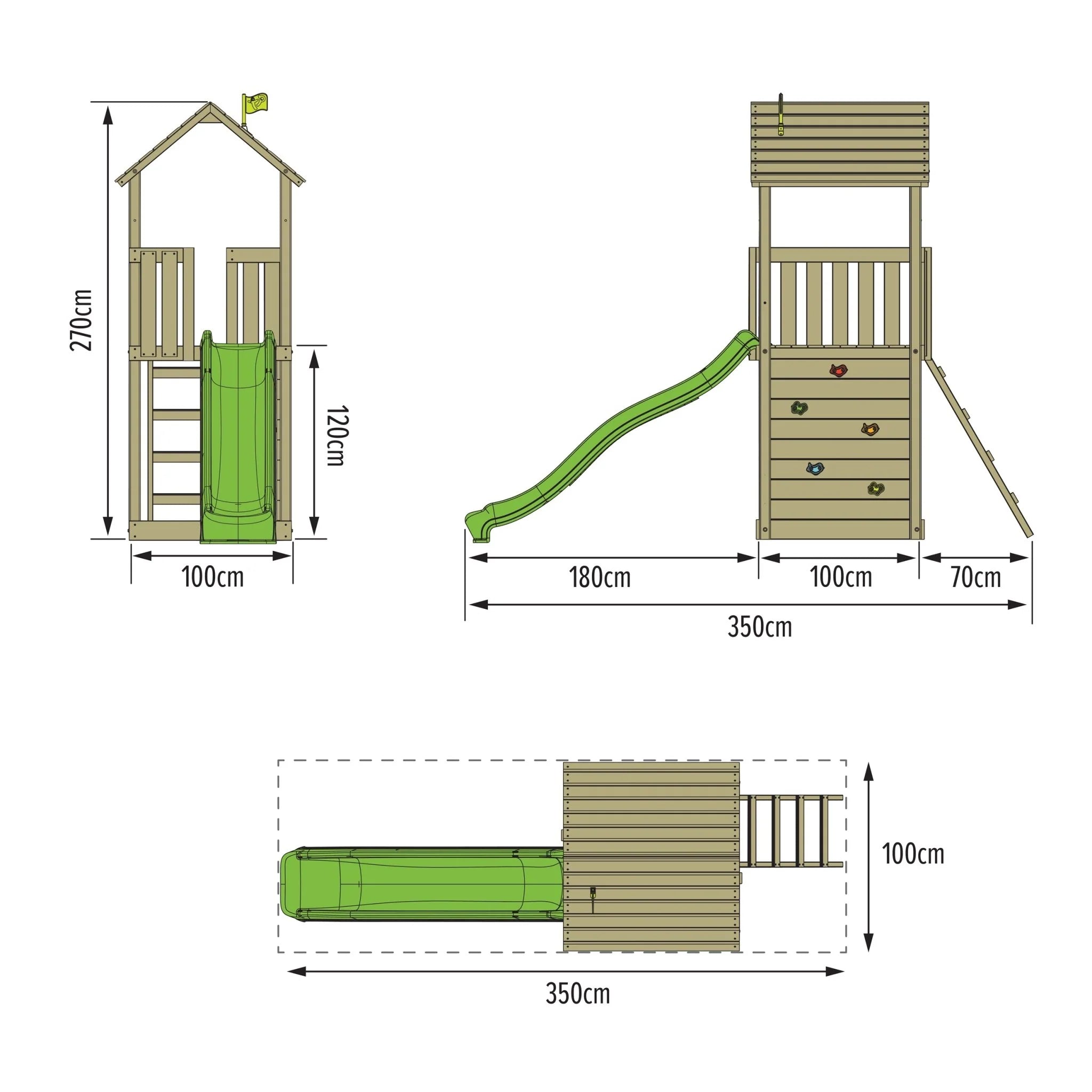 2026 Structure d’escalade en bois TP Skywood avec toboggan ondulé - certifiée FSC®