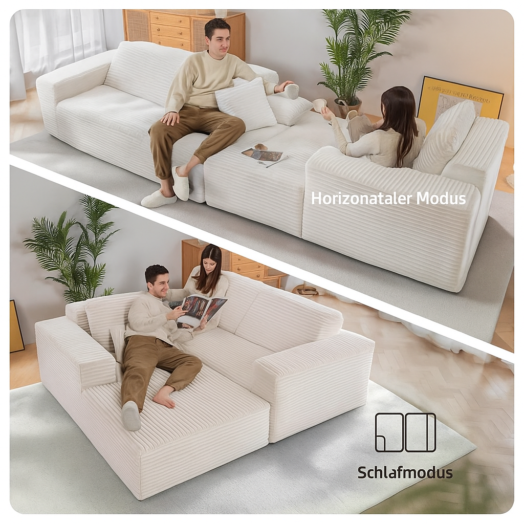 2026 Canapé d'angle 110" sans support, canapé d'angle Cloud Couch, canapé d'angle modulaire en velours côtelé en forme de L avec assise profonde, canapé rembourré pour salon, aucun assemblage requis