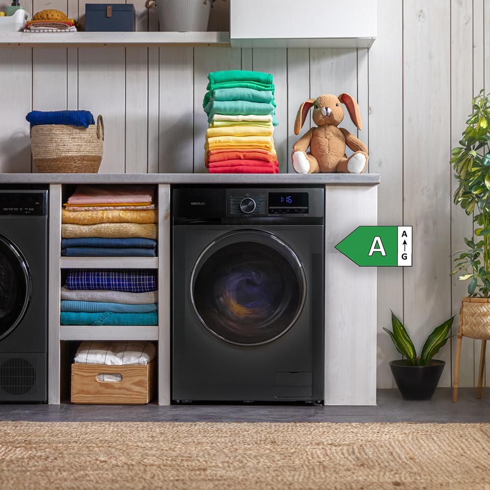 2026 Cecotec Bolero Dresscode 10500 Inverter Steel A. Lave-linge 10 kg Steel, 1400 tr/min, Moteur Inverter Plus, Vapeur, Classe A.