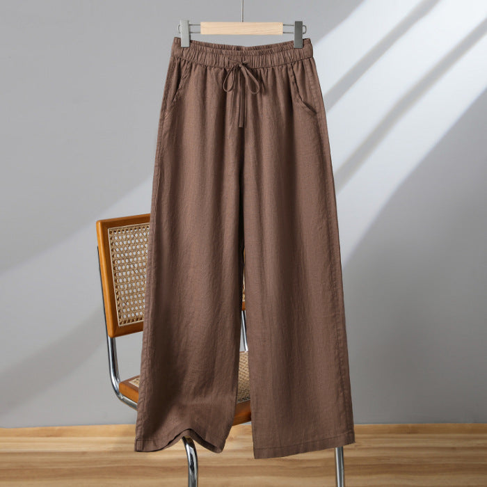 Pantalon léger à cordon droit décontracté confort pour femme